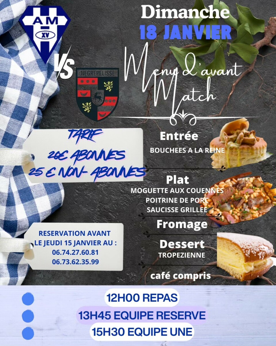 Inscriptions pour le repas du 18 janvier ! Attention , places limitées