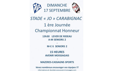 Première rencontres de la saison dimanche 17 septembre 