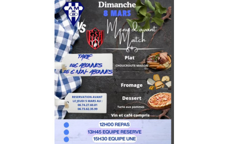 Repas d'avant match lors de la réception de Figeac ! Inscrivez vous vite